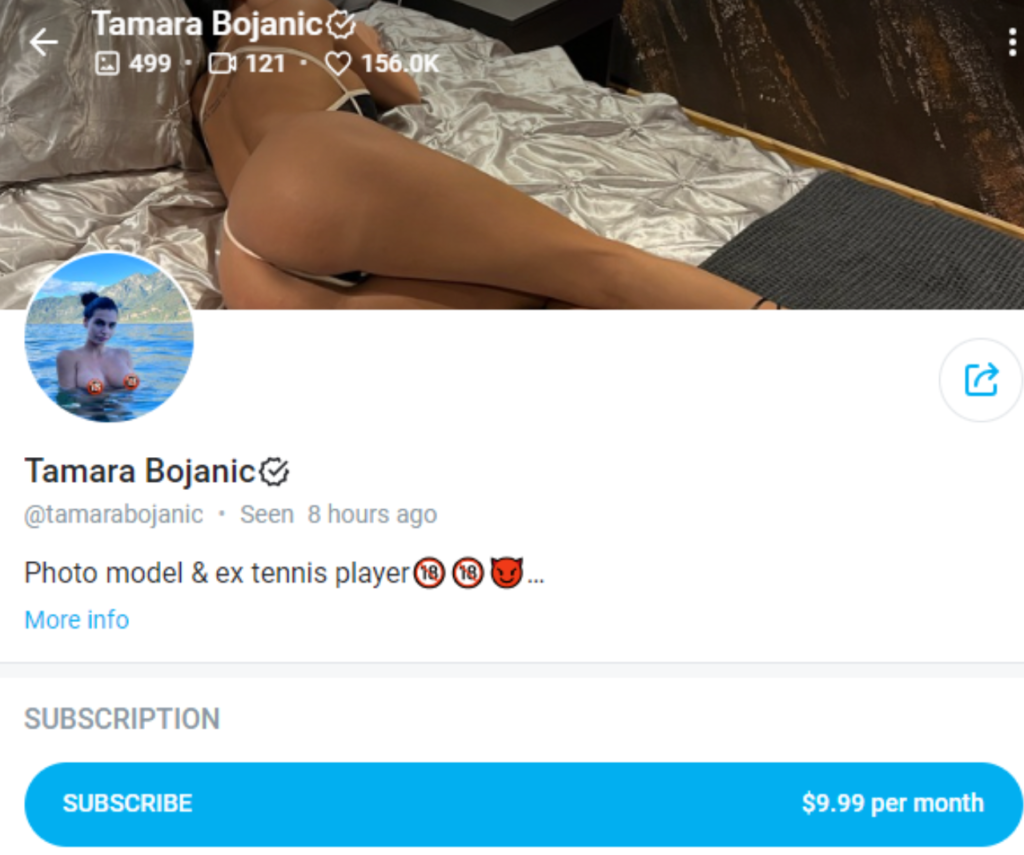 @tamarabojanic OnlyFans-Seiten-Screenshot