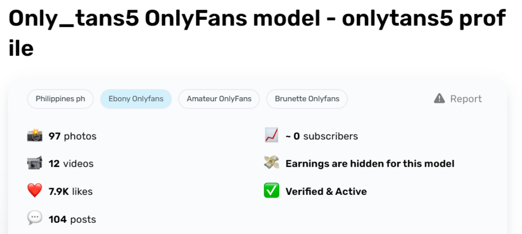 Statistiques de Onlytans5 onlyfans