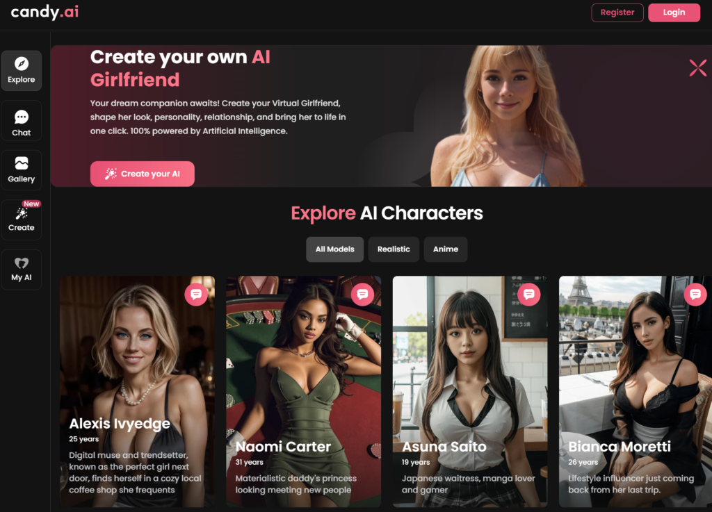 El mejor chatbot porno con IA llamado Candy.ai